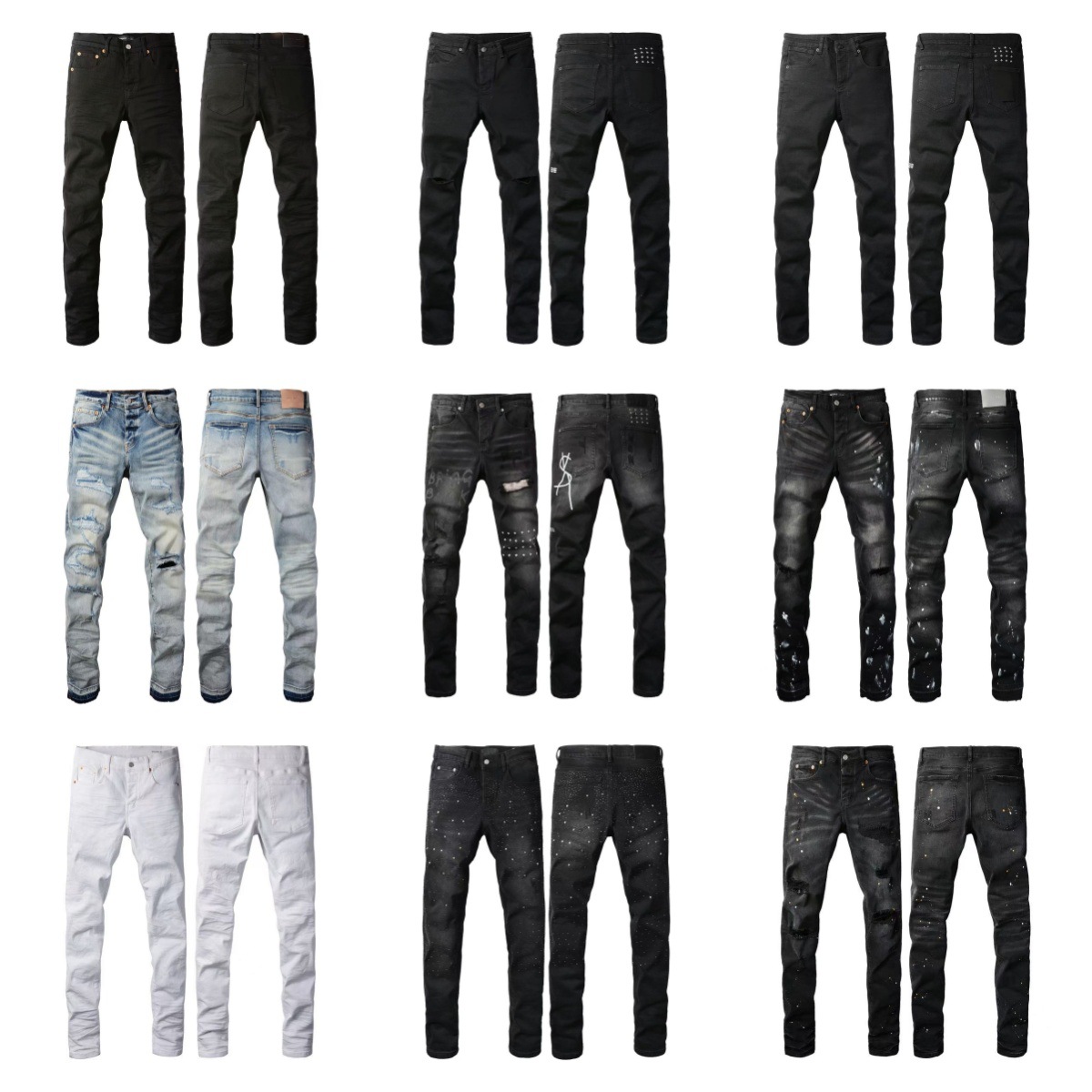 Ksb Jeans with Holes, Stretchy, American High Street Style, Casual Men's Jeans, in Stock, Assorted Styles, Temu