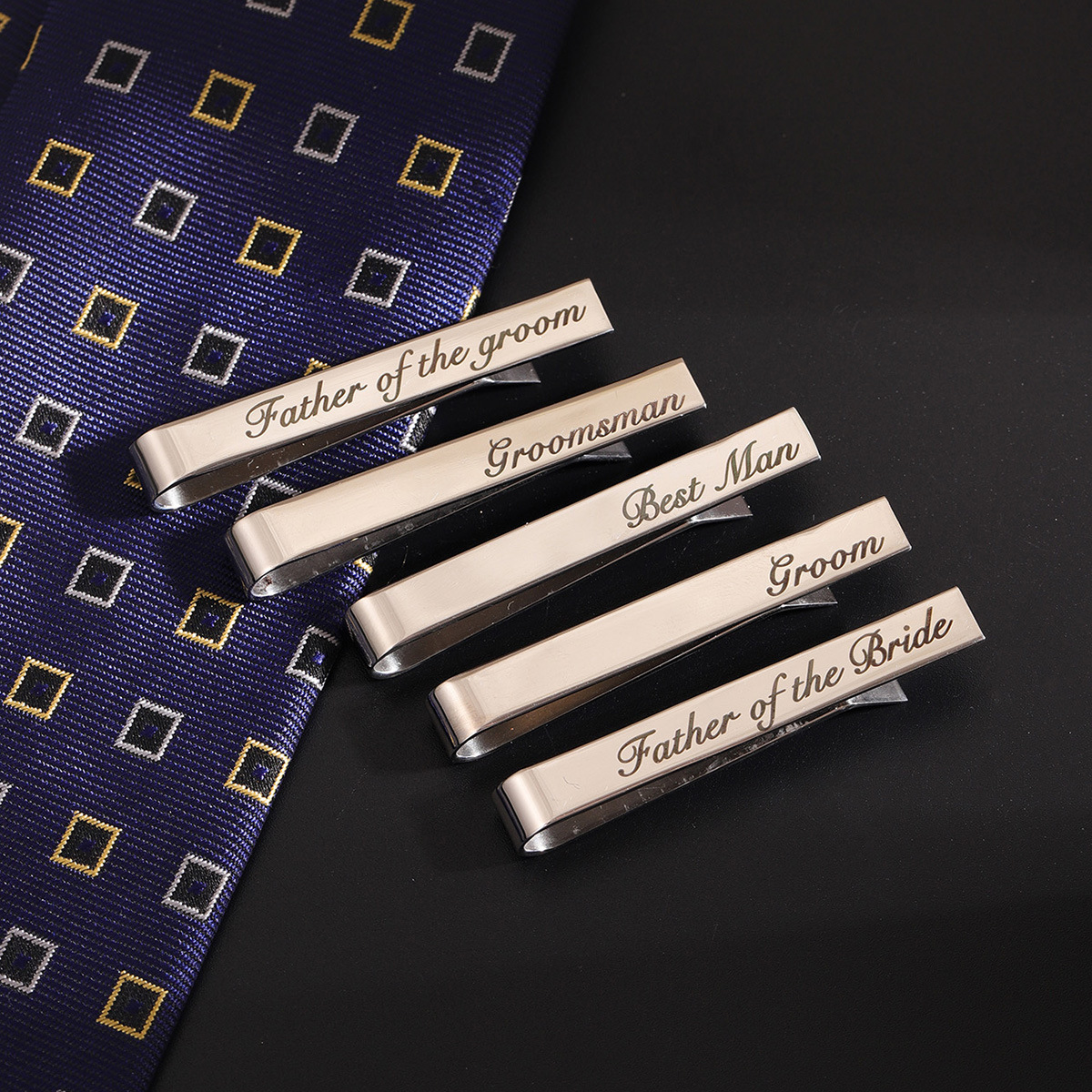 New English Letter Stainless Steel Tie Clip Suit Shirt Tie Accessories Trendy Versatile New Clip