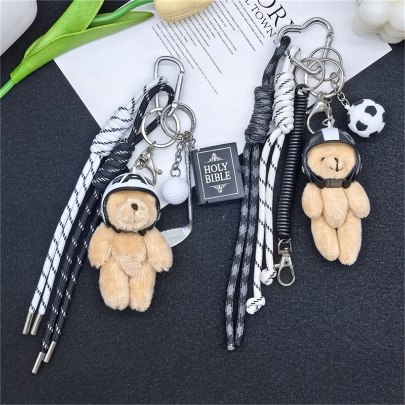 国境を越えてよく売れている関節熊のぬいぐるみのキーホルダーdiy手作りの編みひものストラップ|undefined