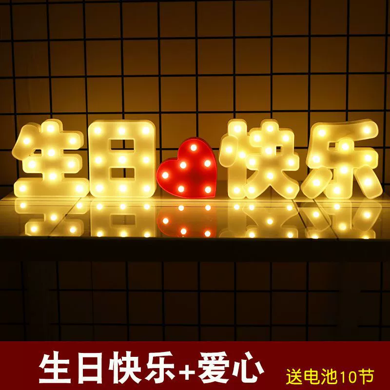 Светодиодная лампа-буква Happy birthday светящиеся буквы на открытке сюрприз признание предложение оформление творческая сцена украшение для помещений