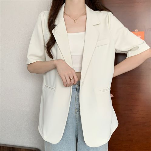 Lightweight Women's Summer Blazer Korean Style Casual Suit Jacket_voghion.com