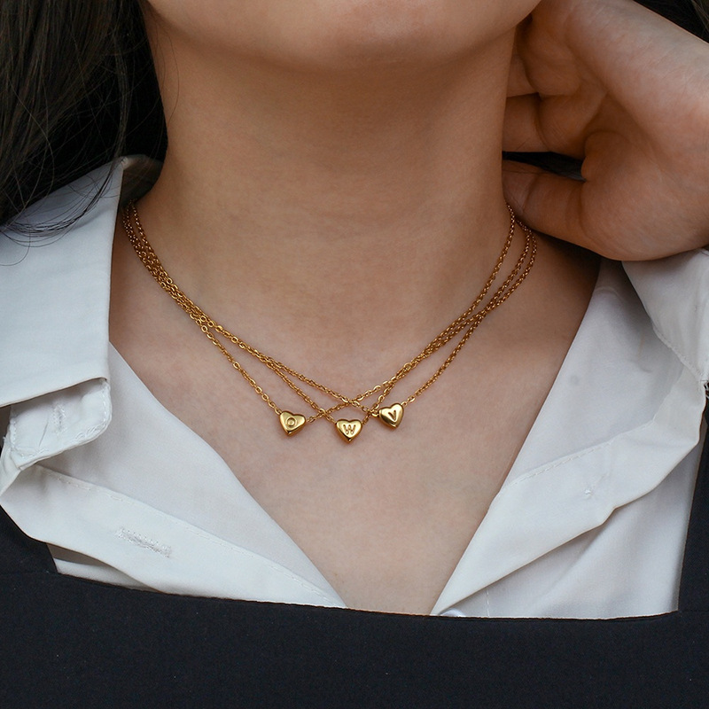 Holiday Occasion Stainless Steel Material Fashion Letter Stainless Steel Gold Plated Pendant Necklace