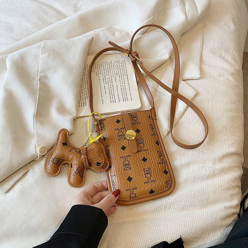 Bolsa de teléfono móvil al por mayor bolsa de mujer nueva bolsa de mensajero de nicho bolsa cuadrada pequeña vertical estilo coreano impreso mini bolsa pequeña Linda