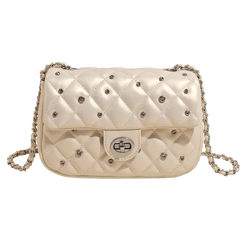 Bolso cuadrado pequeño de cadena de rombos de fragancia transfronteriza para mujer 2025 nuevo bolso de hombro de estilo occidental de todo fósforo bolso de mensajero de moda de moda