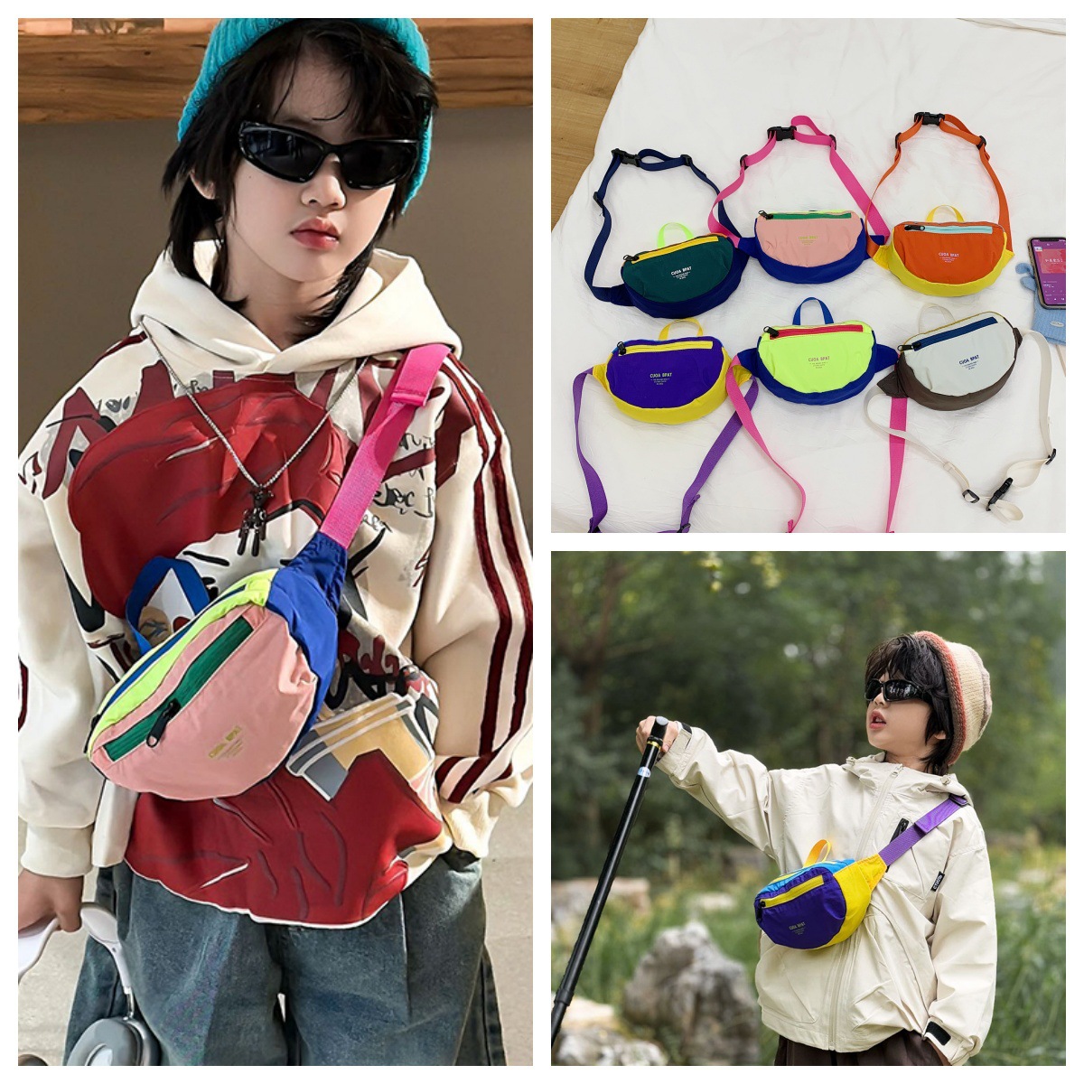 Trendy Cool Sports Children's Bags 2025 New Dopamine Fashion Boys and Girls Hiking Chest Bag Outdoor Crossbody Bag Trendy