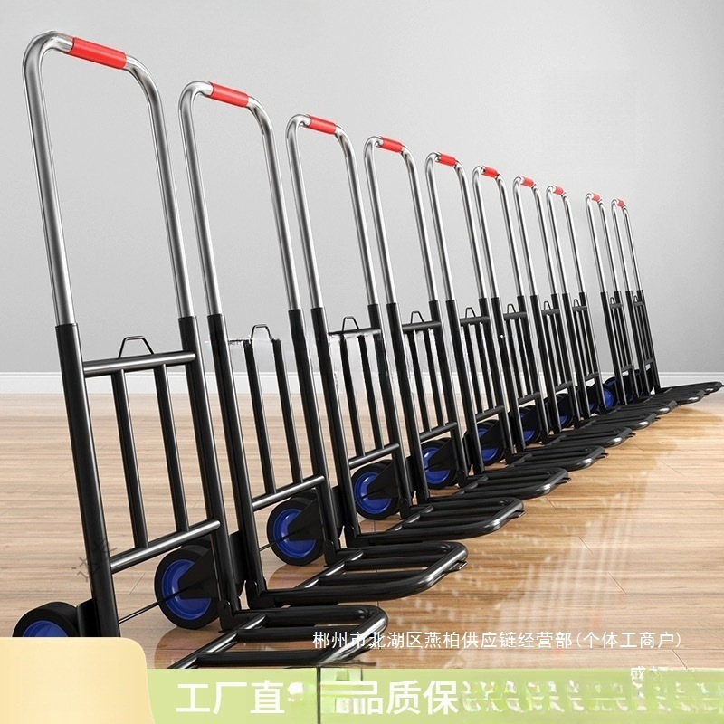 Factory Direct Sales Hand-Pulled Cart Folding Portable Luggage Shopping Grocery Shopping Cart Load-Bearing King Small Pull Cart Household Model