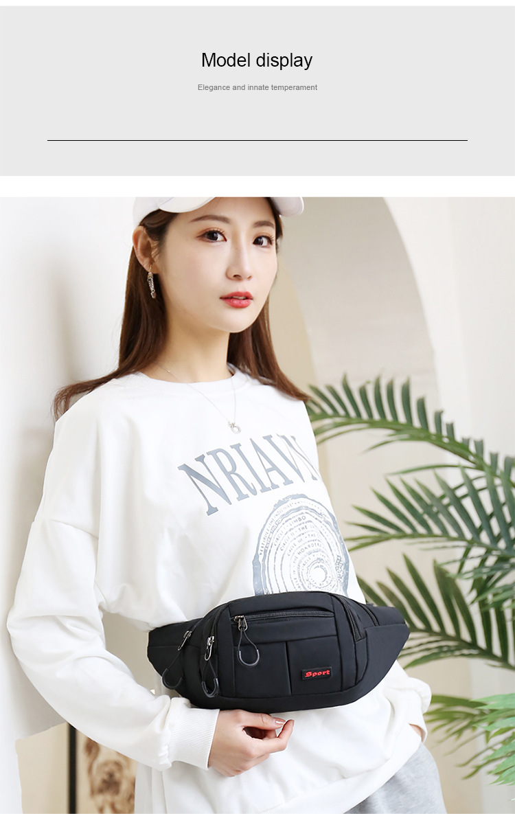 Nylon fashionable sports waist bag, multi-functional fitness crossbody chest bag, outdoor cycling close-fitting mobile phone anti-theft waist bag undefined