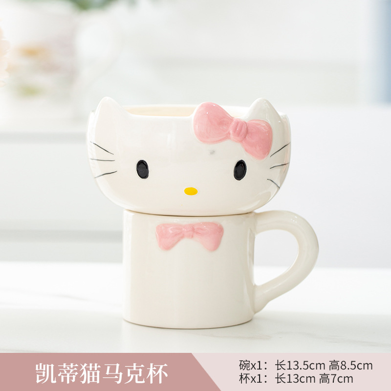 Estilo caliente serie hellokitty vajilla linda cerámica bajo vidriado accesorios para el hogar adornos regalo de cumpleaños para niñas