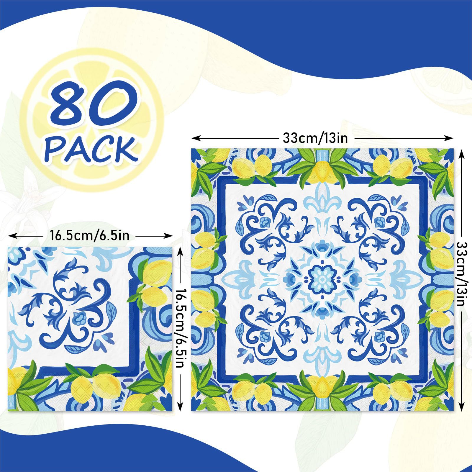 Servillas de papel limón transfronterizas con tema de azulejos servillas de almuerzo servillas de fiesta de cumpleaños servillas de agua limón servillas de cena desechables