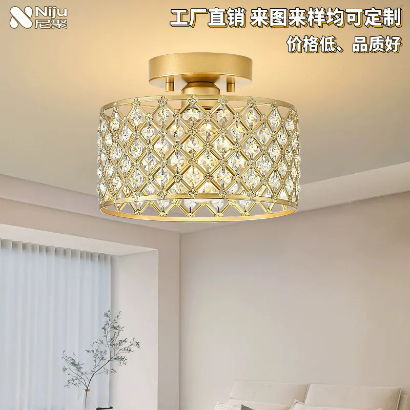 軽奢クリスタルシンプルシーリングライト 大ホール バルコニー 廊下 通路照明器具 アマゾン レストランライト LEDシーリングライト|undefined