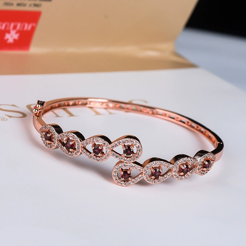 Organic golden copper bracelet pomegranate, pink gold