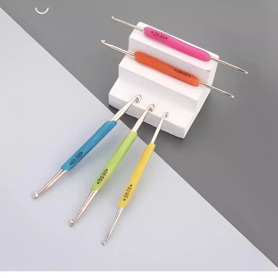 Amazon TPR pegamento blando doble cabezal gancho casero DIY mano herramienta de tejido gancho 5 conjuntos de gancho