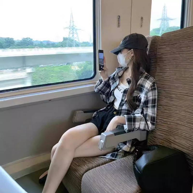 Korean Style Loose Plaid Sunscreen Shirt Coat Women's Autumn and Summer Thin 2024 New Mid-length Long Sleeve Top