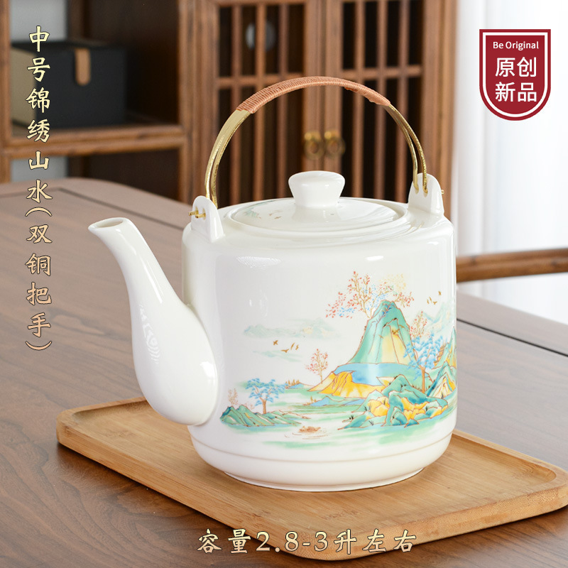 陶瓷水壶冷水壶茶壶凉水壶家用夏大凉开水壶容量玻璃装水耐高温无|undefined