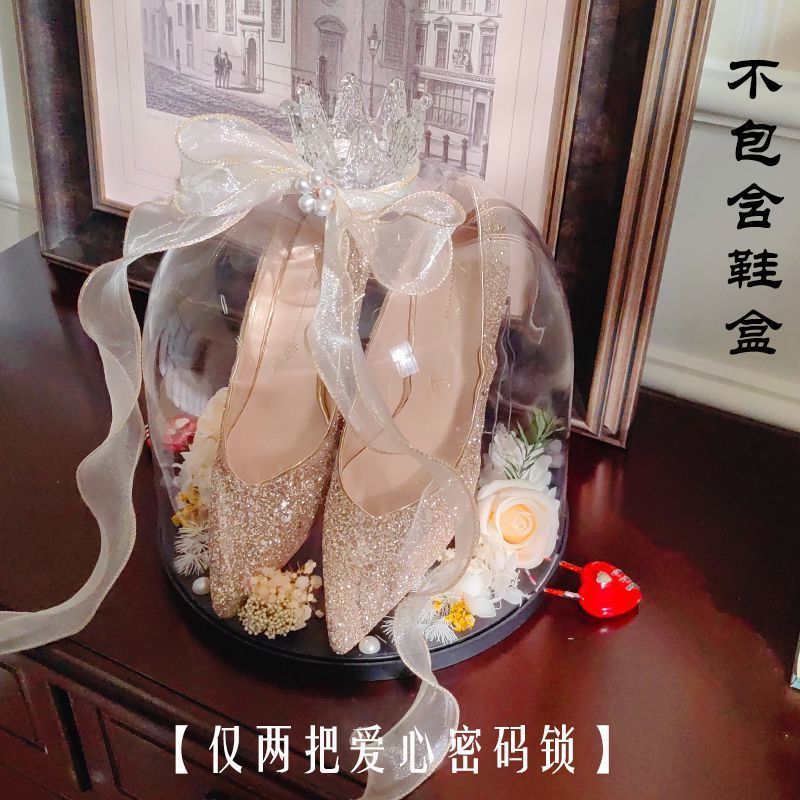 套圈婚鞋盒带锁接亲游戏道具diy材料包藏婚鞋盒子水晶铃铛婚鞋盒|undefined