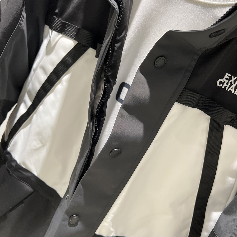 Men's Hooded Jacket Thickened Outdoor Coat Black And White_voghion.com