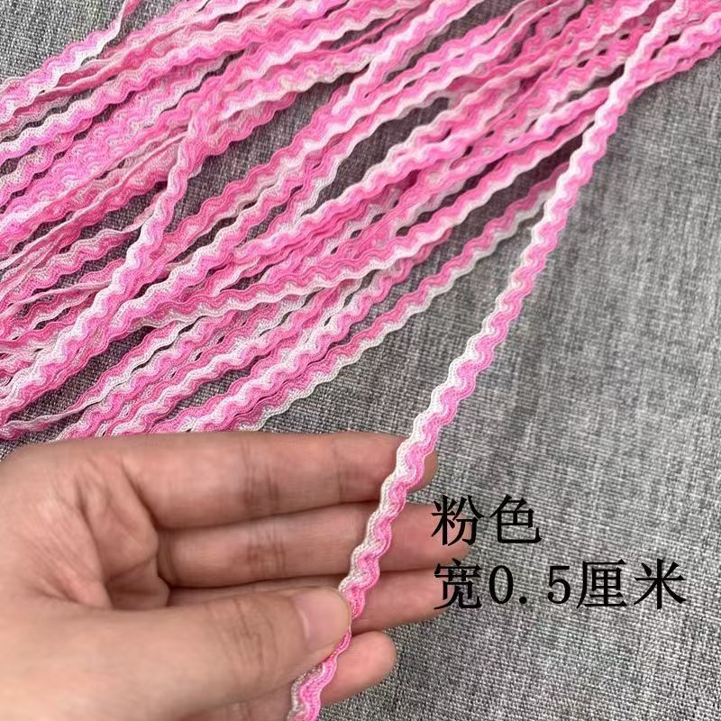 Spot bicolor en forma de S ondulado correas 5mm polipropileno ola de agua encaje étnico drama traje sombrero material hecho a mano