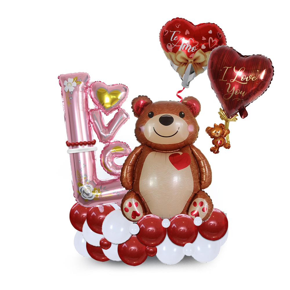 Nuevo Día de San Valentín traje globo película de aluminio amor impresión globo boda confesión fiesta bandera diseño Decoración