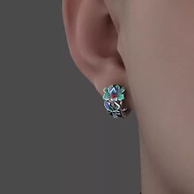鑫麒首饰景泰蓝牡丹花男士耳环时尚高级感民族风简约滴胶花朵耳扣