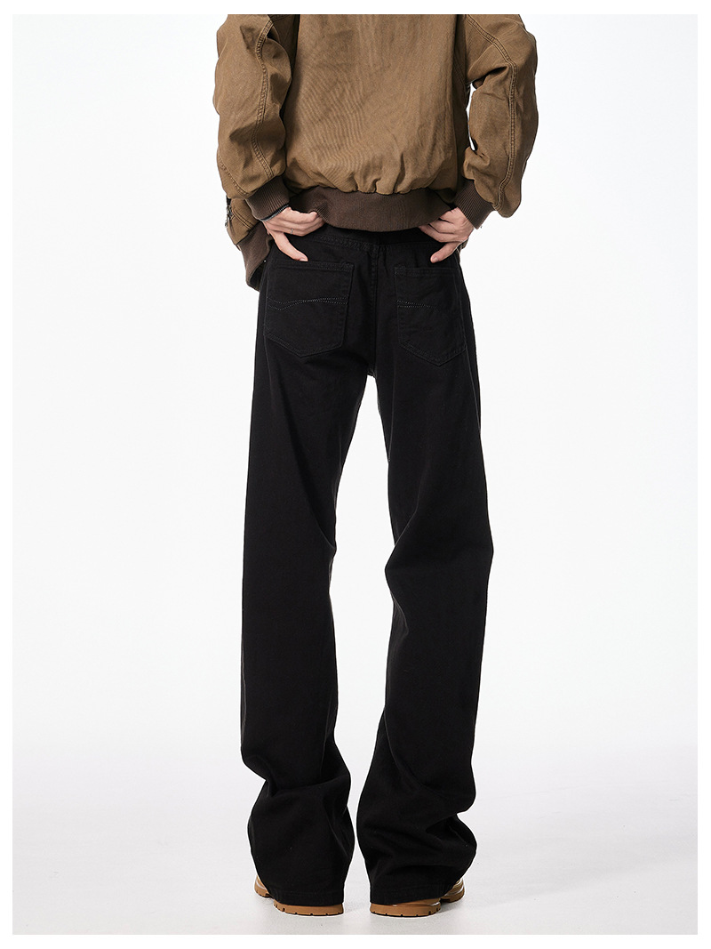 Paris Bootcut Black Scimitar Jeans Men's Spring And Autumn New Loose Cleanfit Micro Straight Pants_viptrois.com