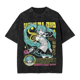 初音未来歌手音乐动漫水洗T恤街头服饰新奇T恤男T恤女T恤短袖原宿