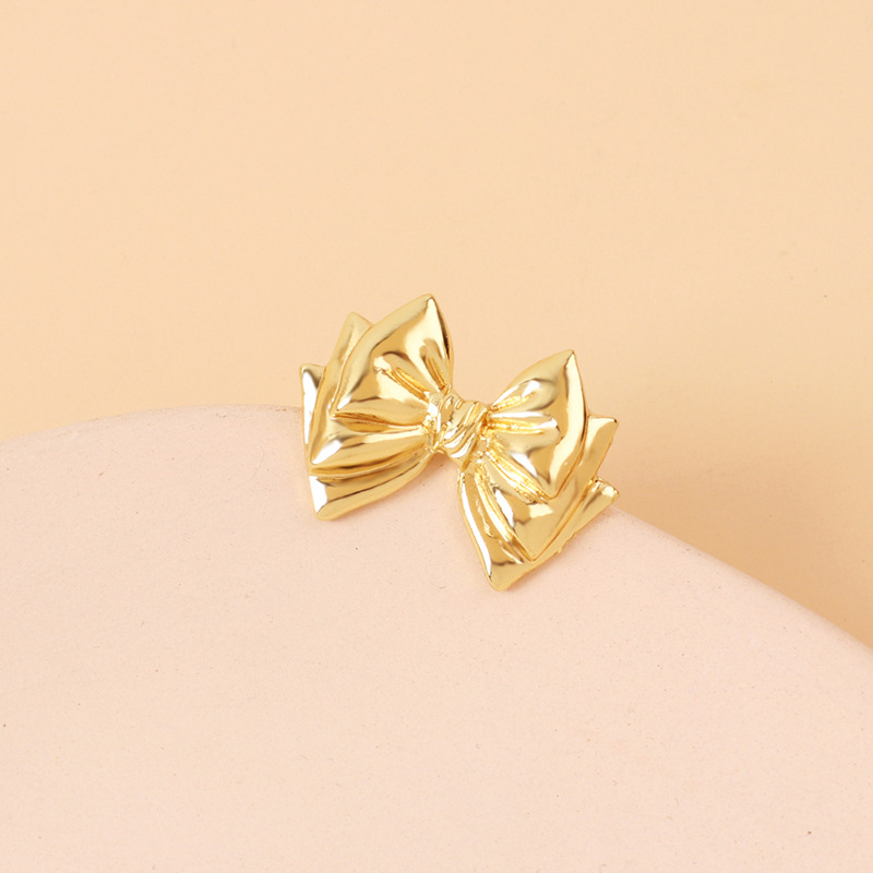 4g Weight Earrings Classification Wedding, Travel Occasion Women'S Gender Gold Color Wholesale Fashion Geometric Multi-layer Bow Alloy Earrings 6