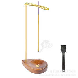 亚马逊木质香薰倒挂架可拆卸黄铜折弯香烛架家居装饰木制插香底座