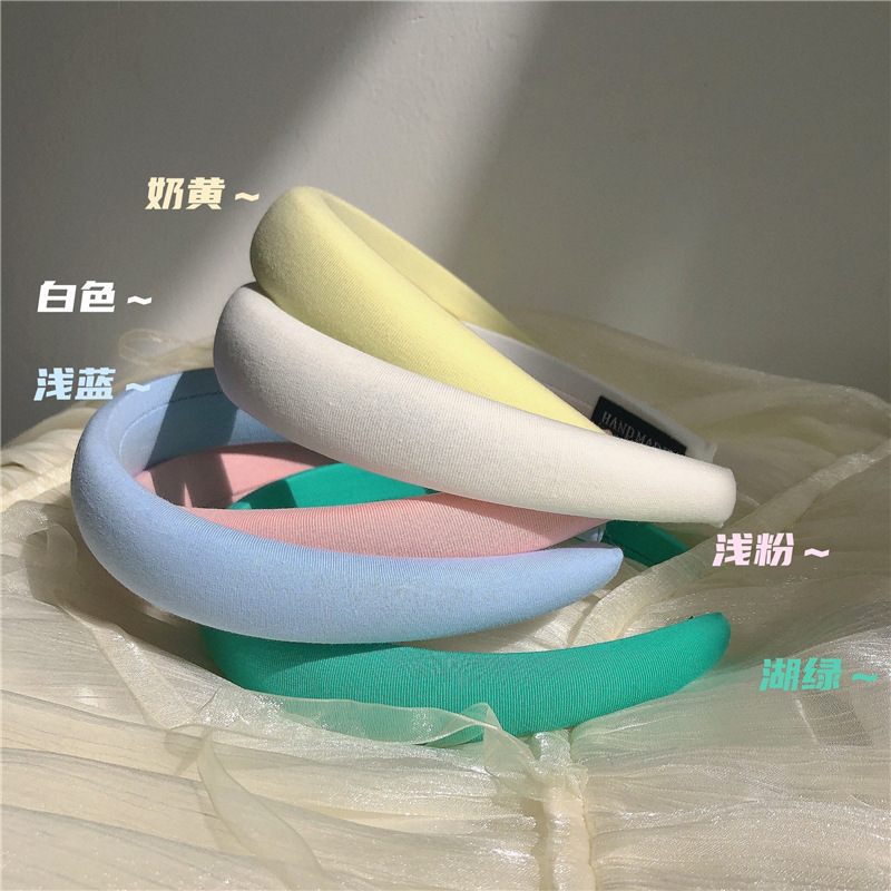 韓国の東大門のクリーム色のかわいいキャンディー色の広い辺のスポンジのカチューシャの気質のネットの赤い髪のカチューシャの女性の卸売り|undefined