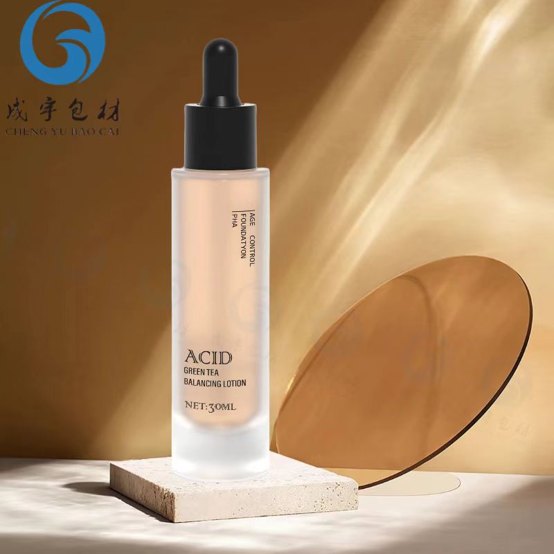 新款30ml细高化妆品粉底液瓶  滴管原液精华空瓶 50ml压泵乳液瓶