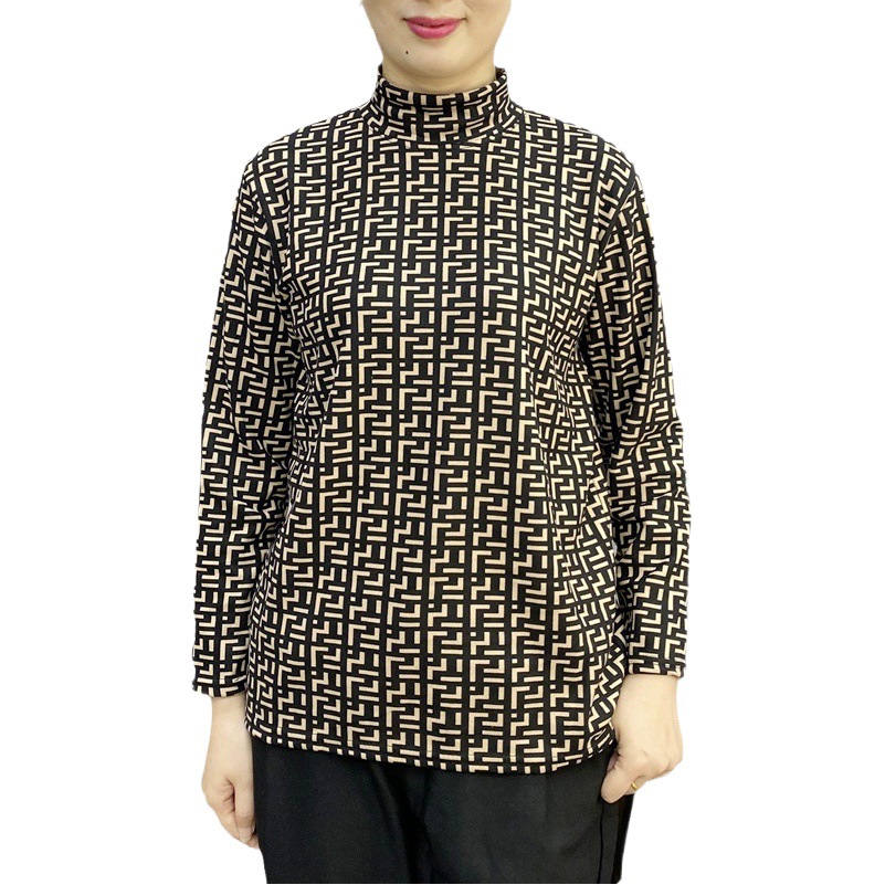New Autumn and Winter German Velvet Cationic Bottoming Shirt for Women with Elastic Double-Sided Velvet Long-Sleeved Top for Middle-Aged and Elderly Mothers
