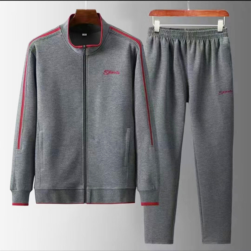 Spring and Autumn middle-aged and elderly sports suit women's coat mom sportswear suit simple casual solid color top for the elderly