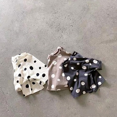 兒童打底衫韓版童裝嬰童春季嬰兒波點T恤衫寶寶春裝純棉套頭衫T恤