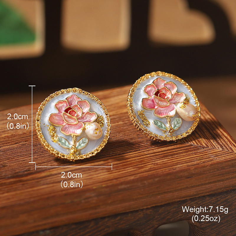 1 Par Estilo Vintage Estilo Francés Flor Enchapado Aleación Pendientes display picture 6