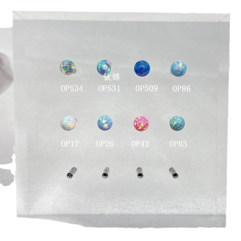 Astmf 136チタン合金極光オーストラリア宝キャンディー色ゼリーオーストラリア宝欧泊舌釘耳釘唇釘穿刺アクセサリー