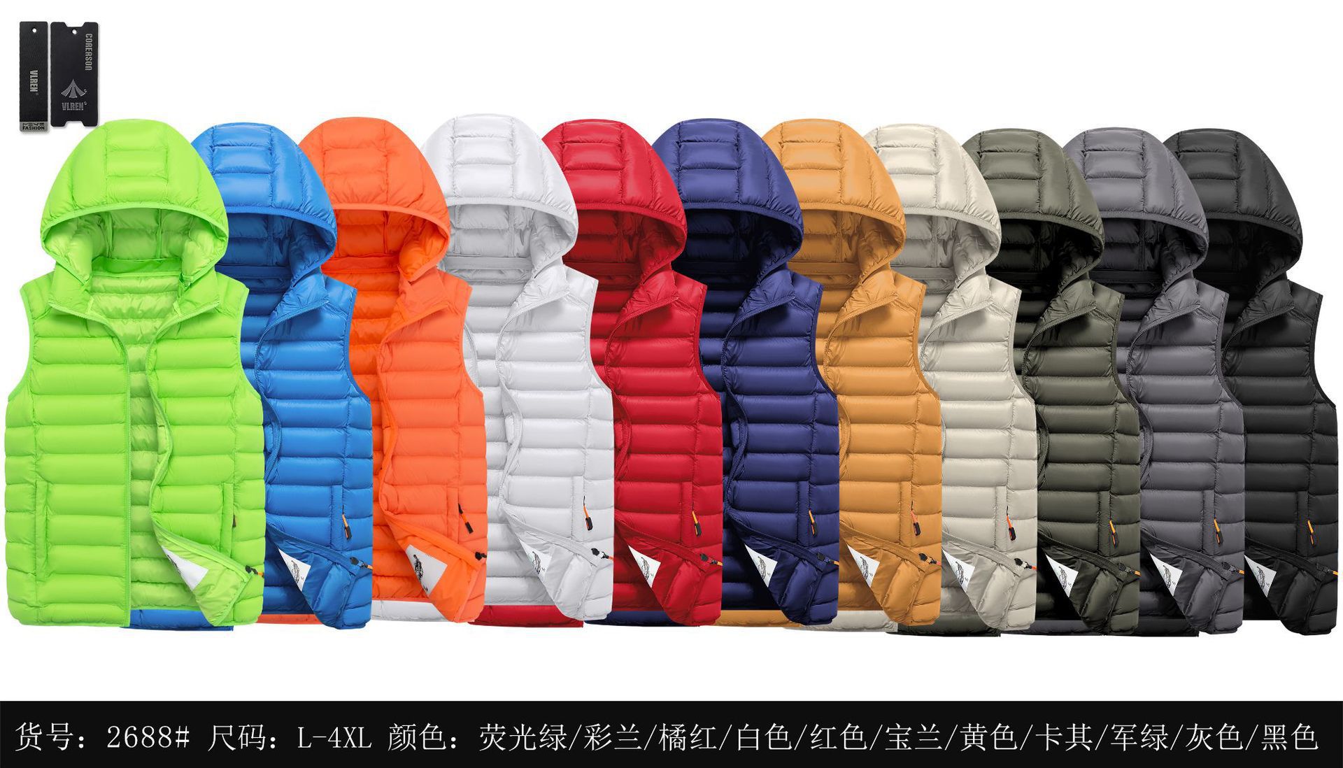 Chaleco costilla transfronteriza Chaleco de algodón Otoño e Invierno de los hombres chaqueta caliente forrada polar sin mangas abajo Chaleco de algodón Comercio exterior al por mayor