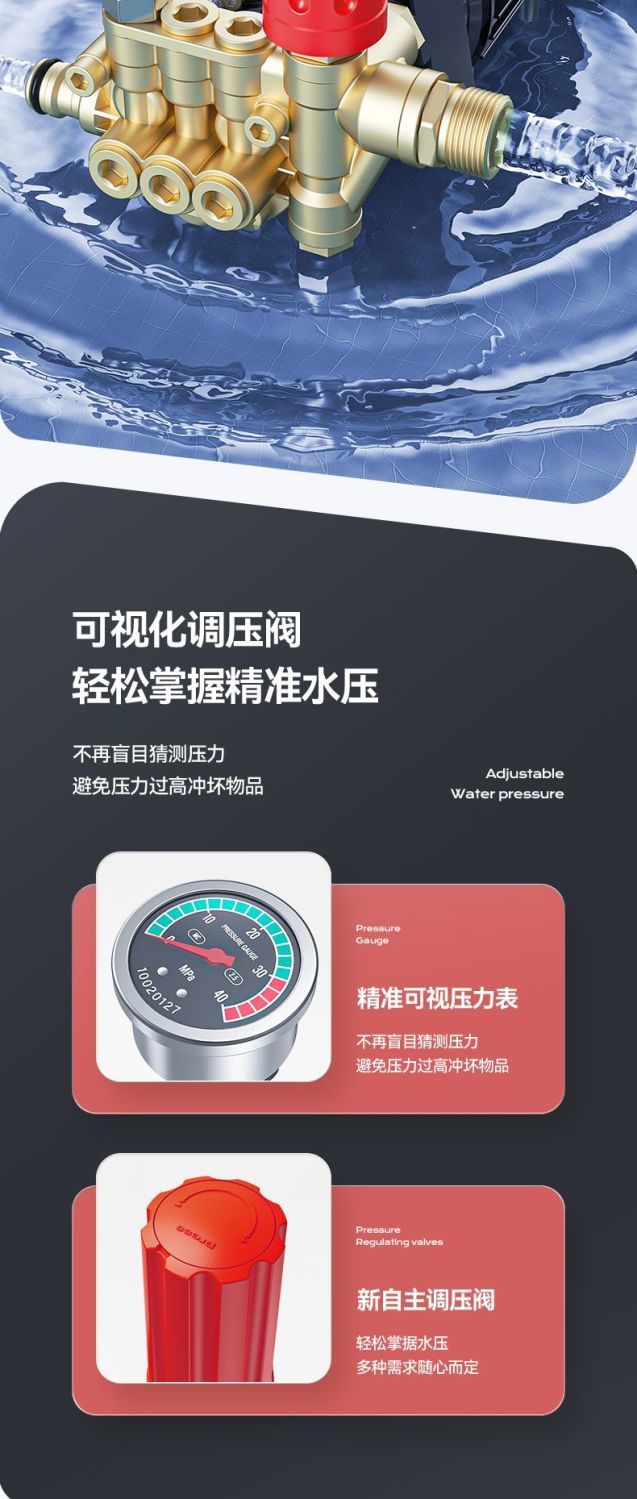 Delixi Car Washing Machine, High-Pressure Water Pump, Household 220V High-Power Water Gun, Powerful Car Washing Tool, Powerful Floor Cleaning Gun