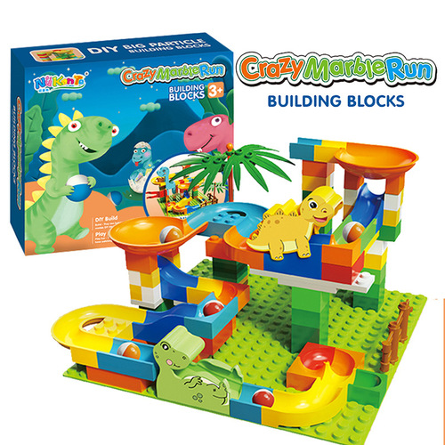 Manufacturer wholesale new slide building block park assembly early education dinosaur track ball toy student children's gift