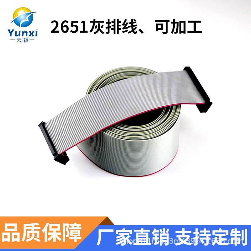 厂家直销IDC2.54连接线 刺破式插头线信号传输排线 红边灰排线