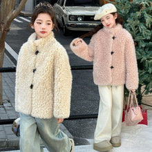 女童仿皮草外套冬装2025新款儿童女孩大童加厚毛毛衣洋气毛绒上衣