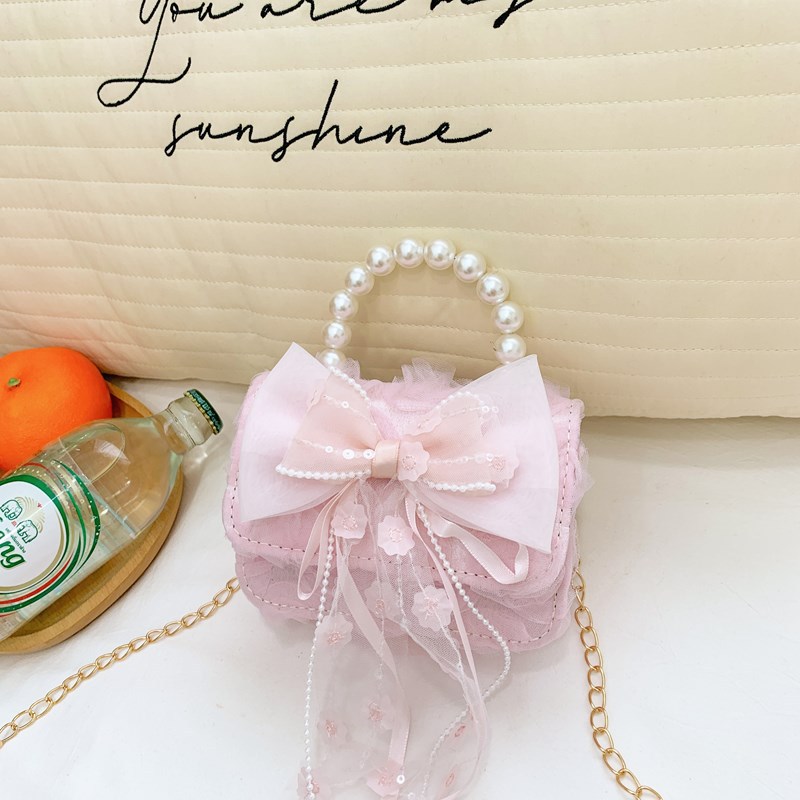 Nueva moda para niños estilo chanel princesa aisha bolsa de niña perla bolsa de mensajero portátil red del teléfono móvil bolsa roja