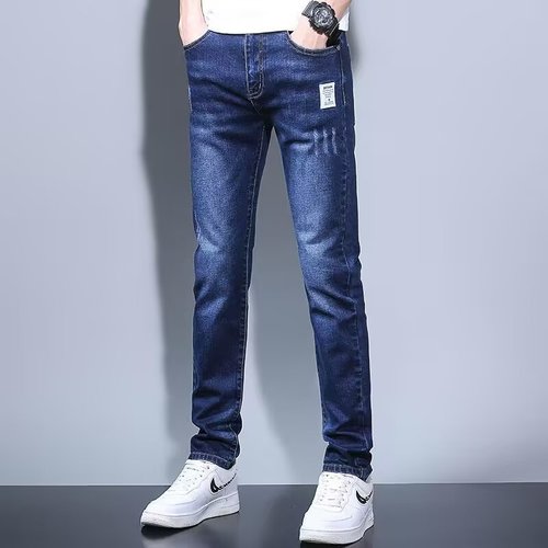 Trendy Cowboy Spring and Autumn Men's Elastic Hip-Hop Brand Stylish Simple Versatile Slim Fit Long Pants
