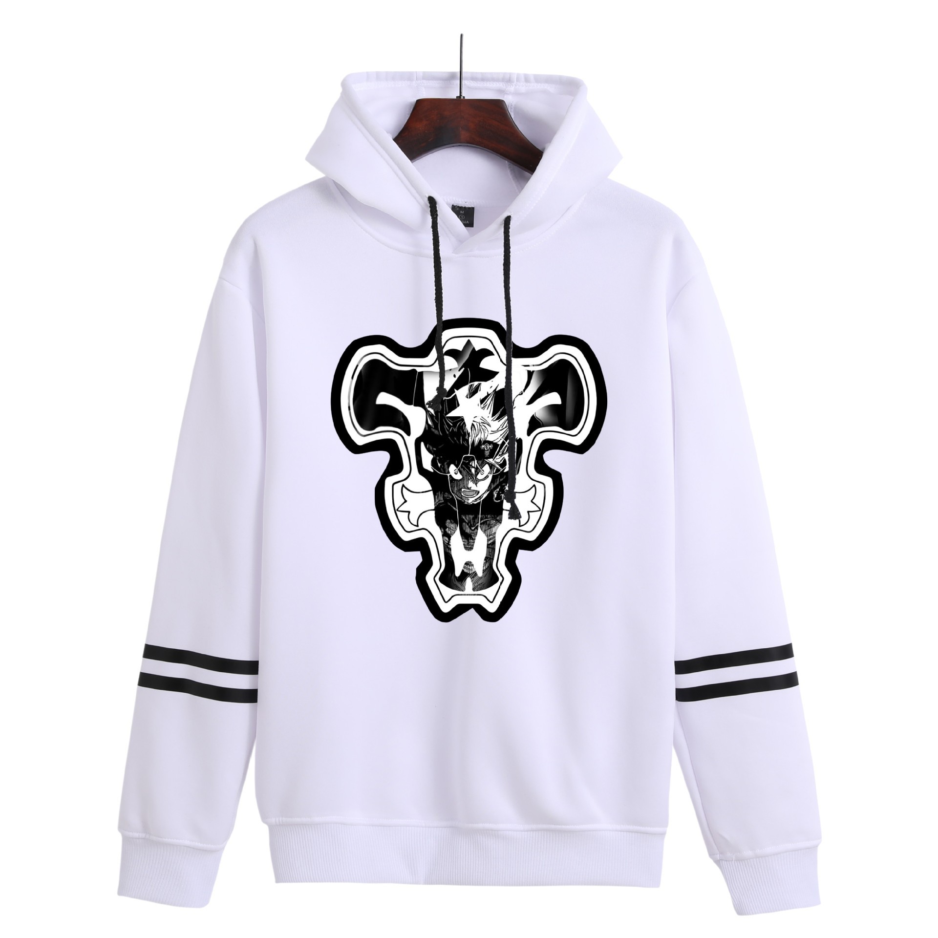 Nuevo suéter de comercio exterior, periféricos de animación, Black Clover, suéter con capucha con estampado digital de trébol de cuatro hojas negras
