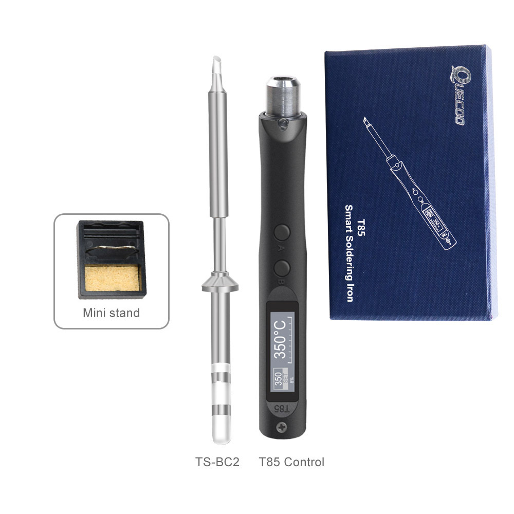 QUECOO original T85 inteligente eléctrico de soldadura de hierro portátil mini estación de soldadura 65W QC/PD fuente de alimentación digital Pantalla de temperatura constante dimensión