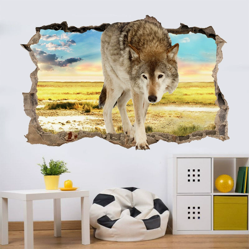 Африканский, европейский и американский экспорт, креативная 3D новая настенная наклейка с африканским лесным волком для гостиной, спальни, декоративная живопись