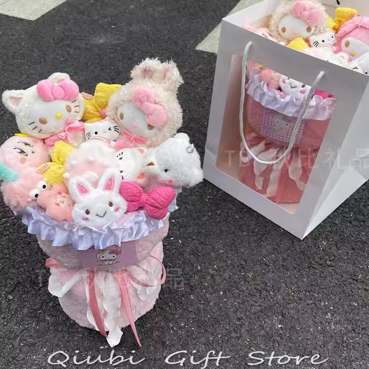 誕生日プレゼントの女の子ハローキティのぬいぐるみの花束ぬいぐるみは、彼女の七夕バレンタインデーをプレゼントします|undefined
