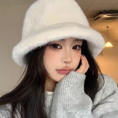 国境を越えたミンクのぬいぐるみ漁師帽の女性秋冬保温ファッションのぬいぐるみ漁師帽が厚くなった