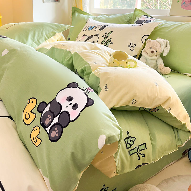 Sábana de algodón de cuatro piezas pequeña y fresca, ropa de cama de tres piezas para estudiantes