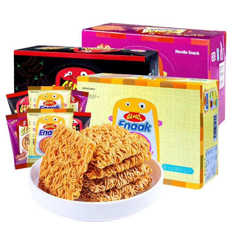 Индонезийская импортная куриная лапша, хрустящая лапша, закусочная лапша, закуски со вкусом курицы, сухая лапша, хрустящие пальмы