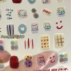 かわいいins夏ゼリーショートネイルシール変なネイルシール透明立体シール浮き彫り立体
