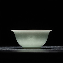 影青浮雕茶杯陶瓷主人杯单杯家用高档品茗杯喝茶杯子茶盏